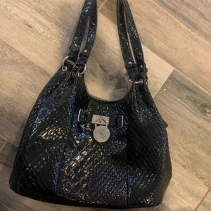 Nicole Miller Black Quilted Pattern Bag